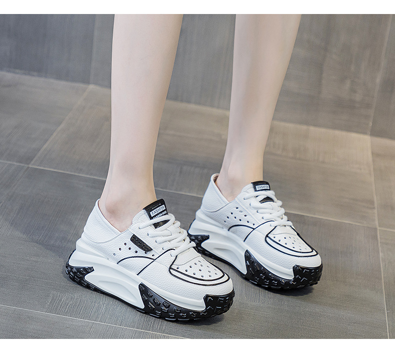 Giày sneaker nữ da thật đế dày phong cách thể thao tăng chiều cao, có thể xỏ như dép, mẫu hè 2026 — M2328 màu tím, M2328 màu đen, M2328 Màu Đỏ, M2328 màu xanh lá chi tiết 9