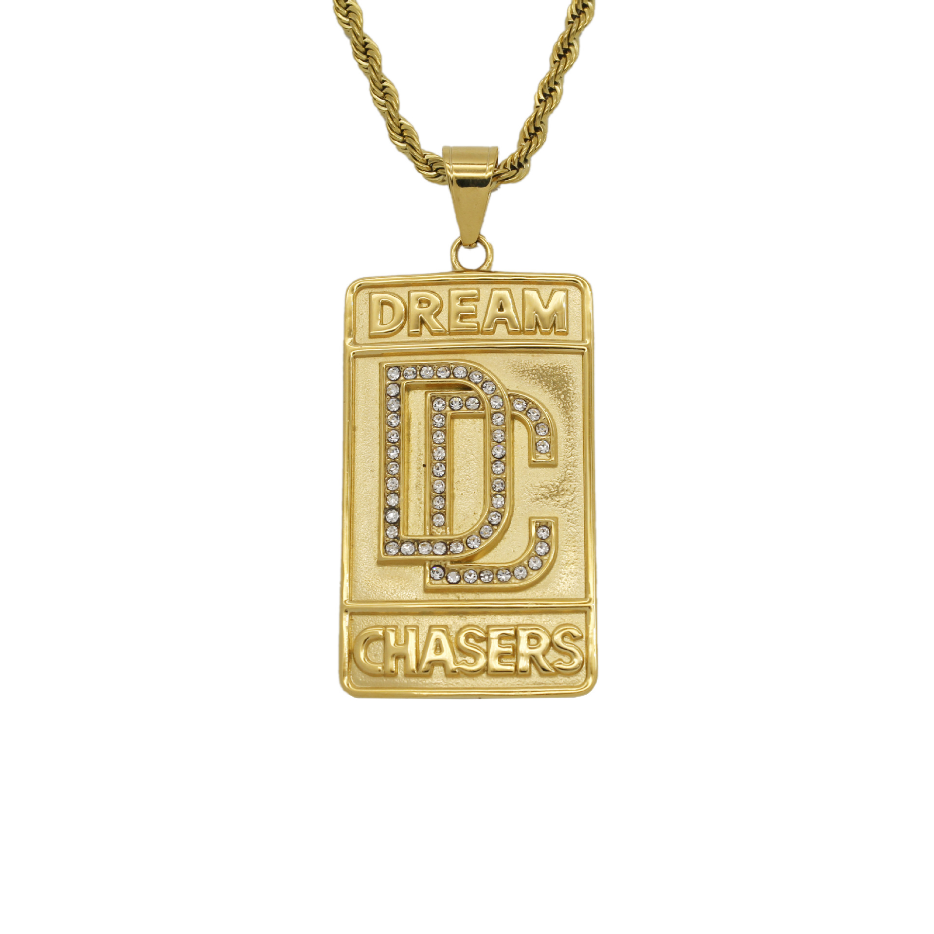 DIY Jewelry Accessories Classification 1 Piece 35*79mm 50cm Titanium Steel Rhinestones Geometric Letter Pendant Chain