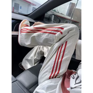 外贸跨境美式条纹春秋阔腿休闲裤裤子男生夏薄款运动卫裤宽松直筒