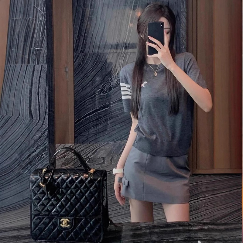 Summer Fashion New Versatile Puppy Double-Sided Jacquard Short-Sleeved Sweater Round Neck Casual Texture Soft and Non-Deformable