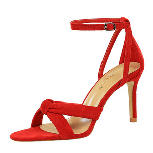 927-A5 European and American style summer one line high heels with thin heels, high heels, suede hollowed out open toe, 