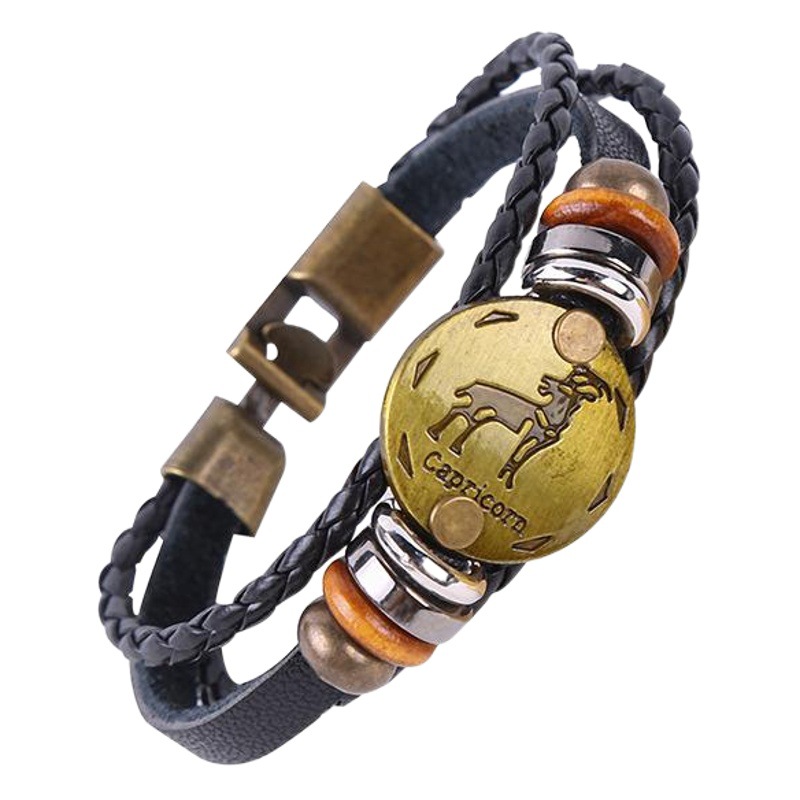 Estilo japonés vintage ropa de trabajo al aire libre pulsera 12 constelación pulsera tejida popular de los hombres pulsera vintage accesorios de desgaste