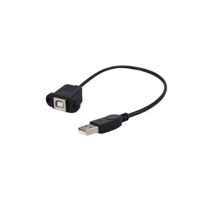 USB-кабель: штекер A — гнездо B с винтовым креплением, фиксирует рамку, штекер A — к квадратному печатному порту (гнездо), медная печатная линия