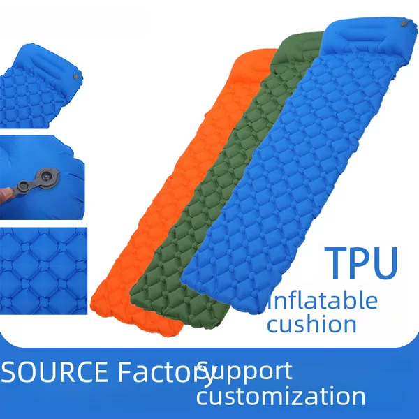 Tpu Inflatable Mat Outdoor Single Inflatable Sleeping Mat Camping Inflatable Moisture-Proof Mat Portable High Elastic Tent Inflatable Mattress