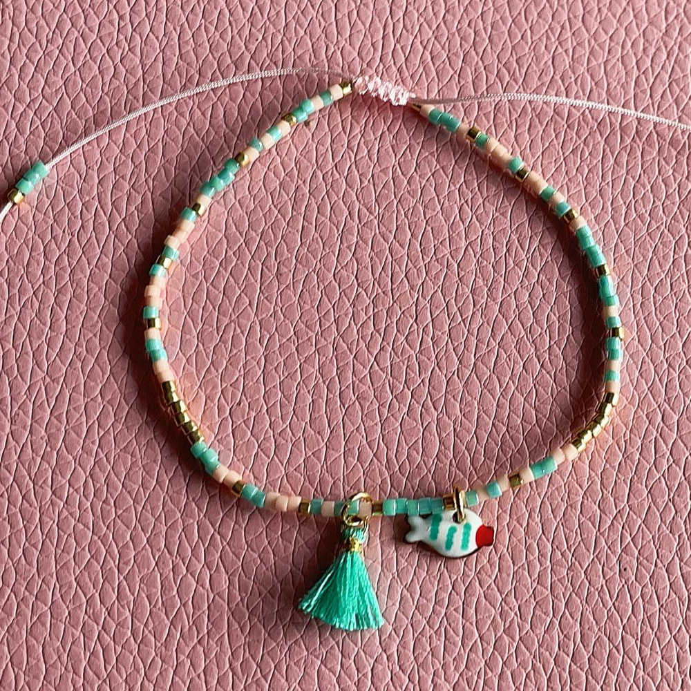 Women's Gender Bohemian Fish Tassel Seed Bead Chain-free Beaded Bracelets Wholesale