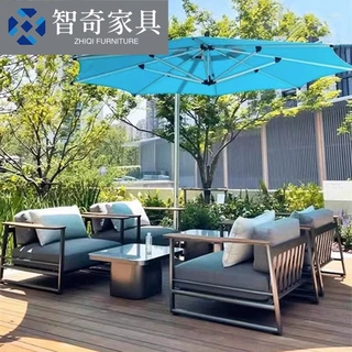 户外沙发铝合金防晒防水休闲别墅庭院架空层售楼部酒店双人椅家具