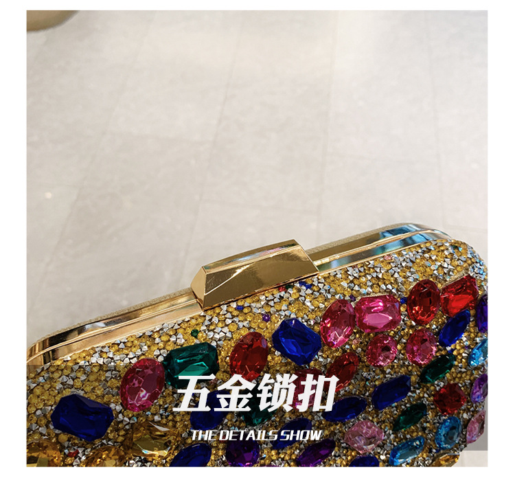 New cross-border full-diamond shiny bags, diamond-encrusted clutch bags, dinner bags, wedding banquet bags, party bags, small square bags and women's bags undefined