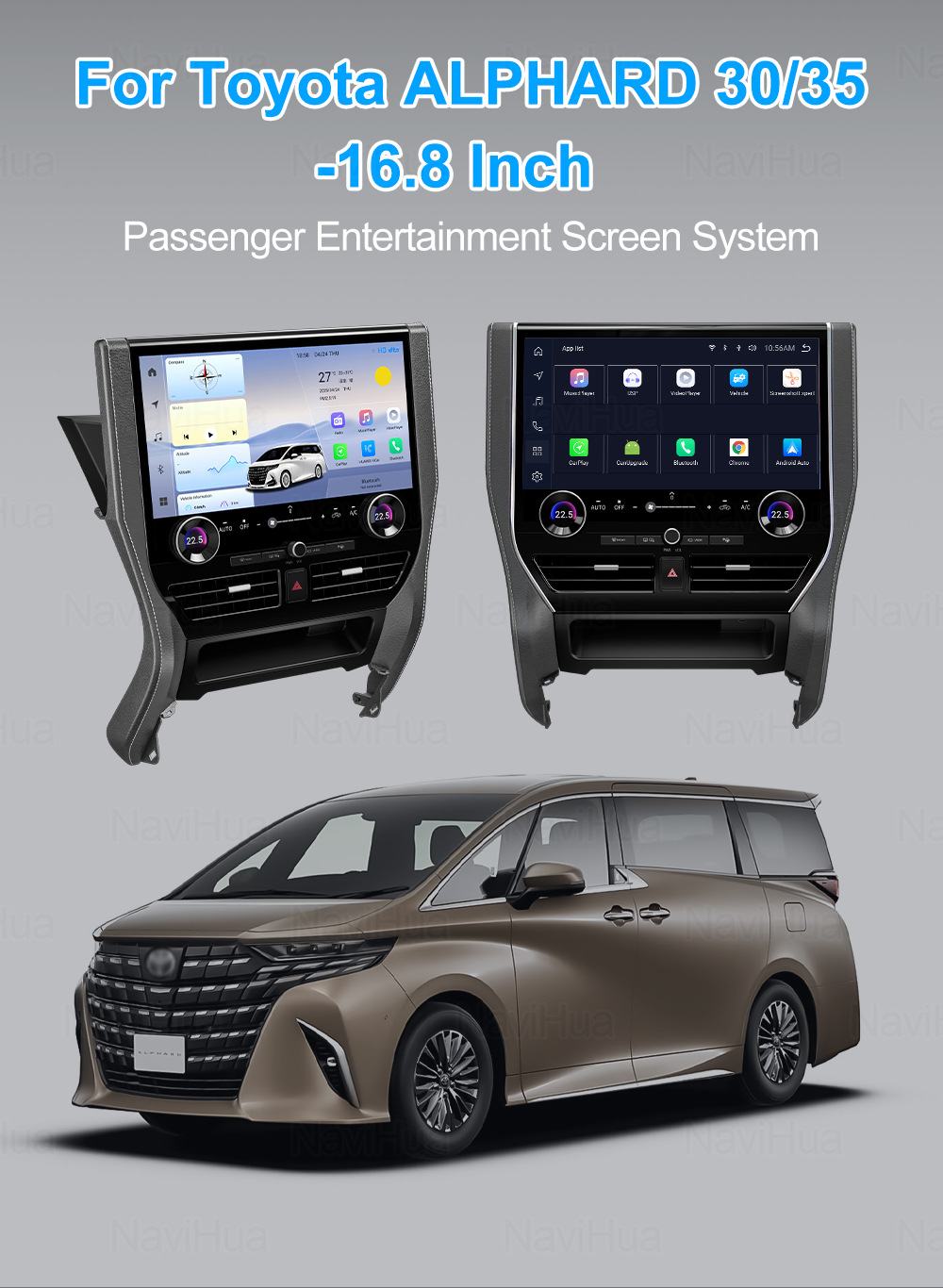 Suitable for Toyota Alphard 30/35 to 40 Series Large Screen Central Control Screen Car Machine 16.8inch Large Screen Car Navigation System
