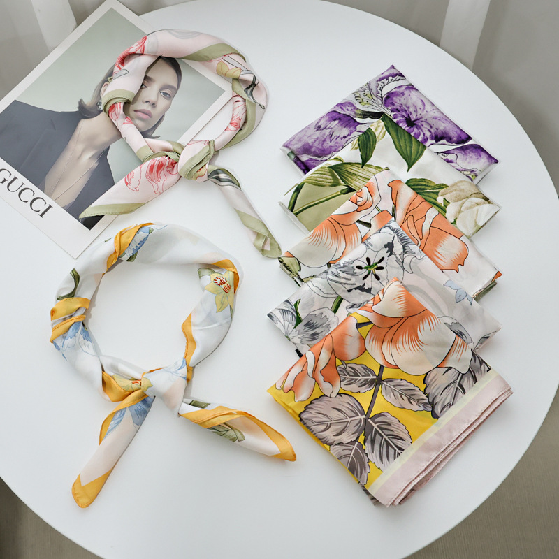 Yellow Daisy 58 Spring/Summer Small Square Scarf for Women, Imitation Silk Scarf, Professional Elegant Versatile Scarf, Direct from Manufacturer Yellow Daisy 58 Spring/Summer Small Square Scarf for Women, Imitation Silk Scarf, Professional Elegant Versatile Scarf, Direct from Manufacturer