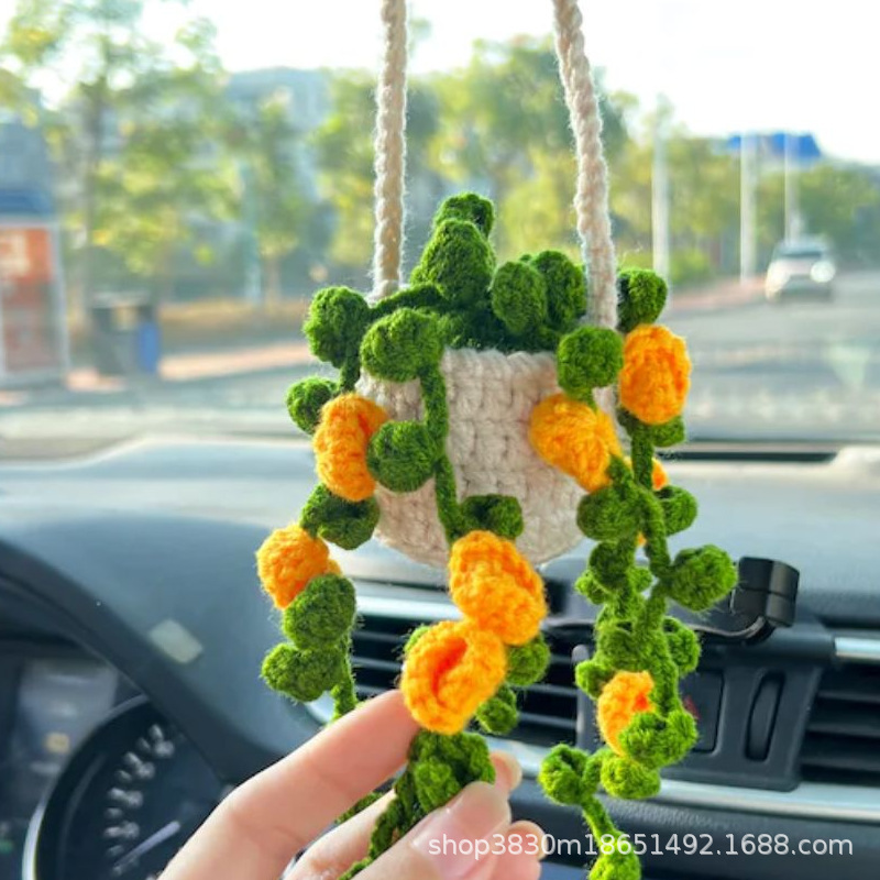 노란 꽃 걸이 바구니