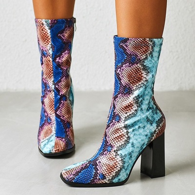 Cross border Europe and America Foreign trade 2021 Autumn and winter new pattern Riding boots Square With crude Bootie British style High-heeled Central boot