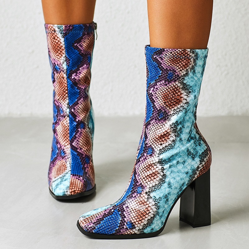 Cross border Europe and America Foreign trade 2021 Autumn and winter new pattern Riding boots Square With crude Bootie British style High-heeled Central boot