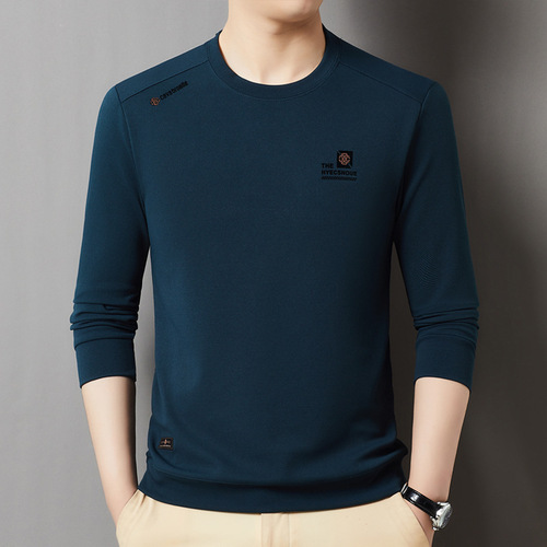 2025 Spring New Arrival Men's Casual Loose-Fit Crewneck Pullover Long-Sleeve T-Shirt – Made from Pure Cotton
