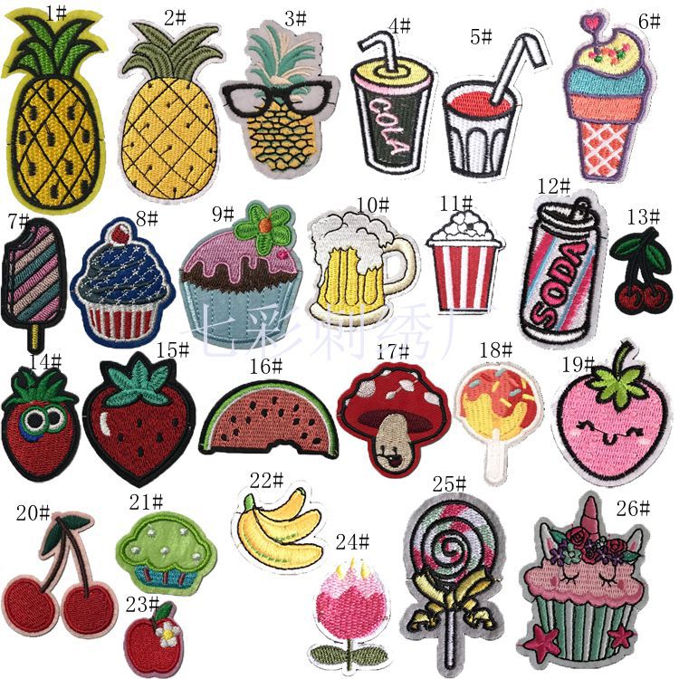 iron on patches fruit labels cups ice cream hat sock clothes decorative stickers ironing stickers