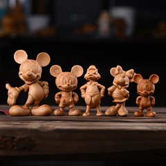 崖柏木雕ミッキーマウス可爱いミッキーミニー置物诞生日プレゼント子供玩具木制ハンドルプレゼント