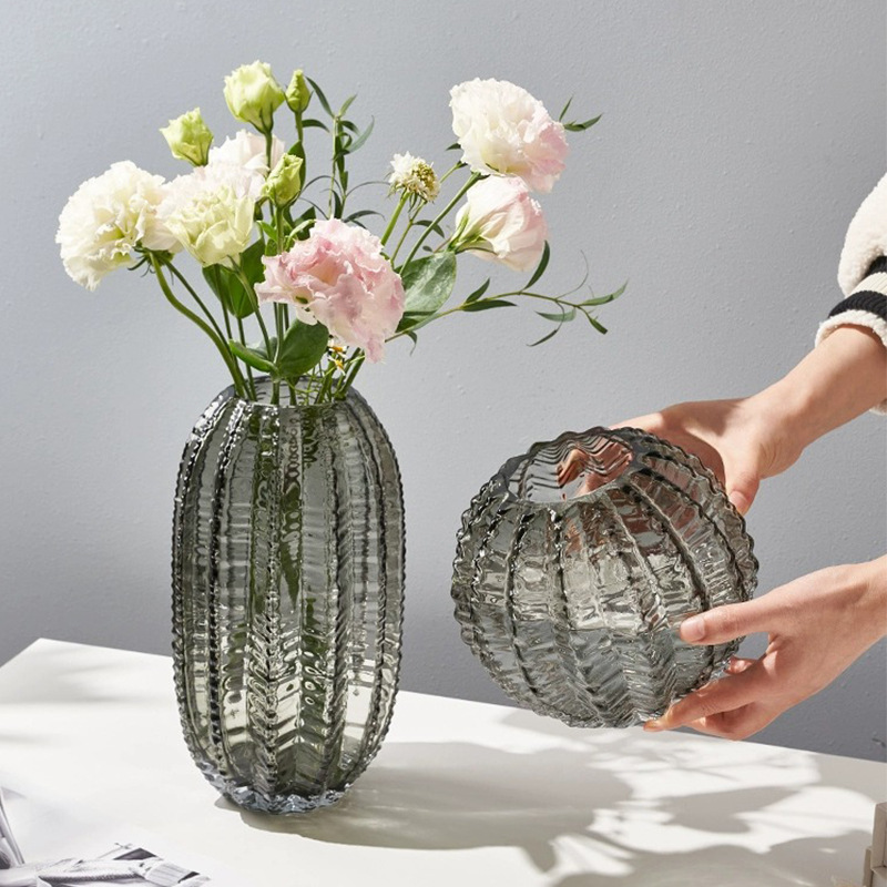 Personalizada creativa cactus bola columna de cactus florero de vidrio de color de alto aspecto sala de estar arreglo floral decoración de flores