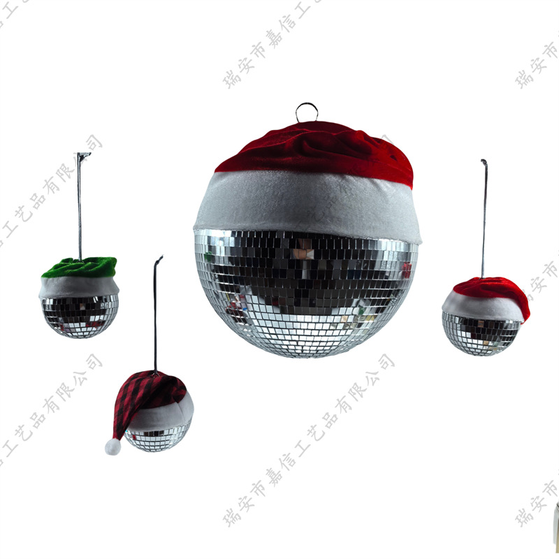 Disco镜面圣诞帽挂件迪斯科球主题生日派对氛围装扮摆件镜面闪球