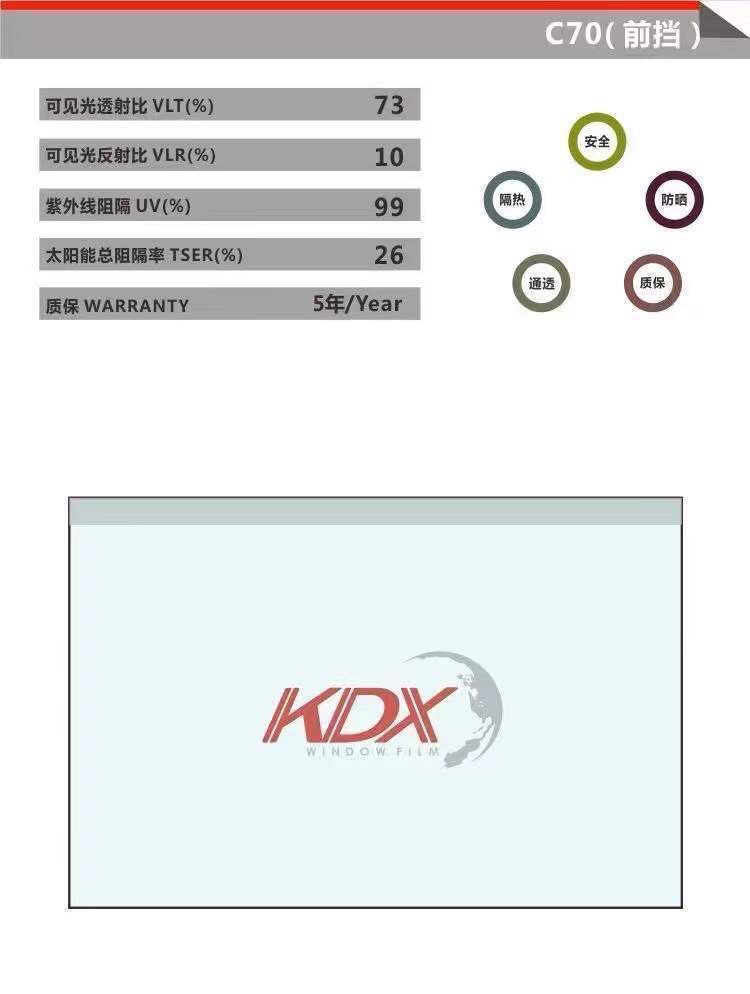 KDX Kangdexin Car Film Insulation Sunscreen Film Full Car Film Anti-Explosion Film Sunscreen Glass Film 30m Full Roll