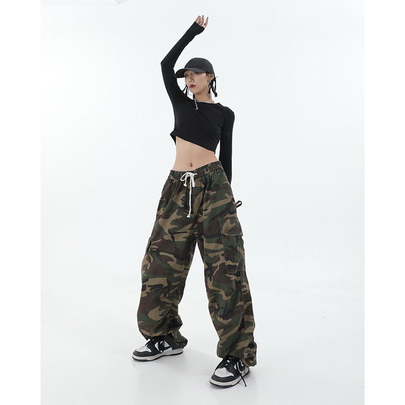 2026 American High Street Retro Hip-Hop Camouflage Cargo Pants Slimming Pants Women's Jogger Casual Pants Ins Trendy Brand