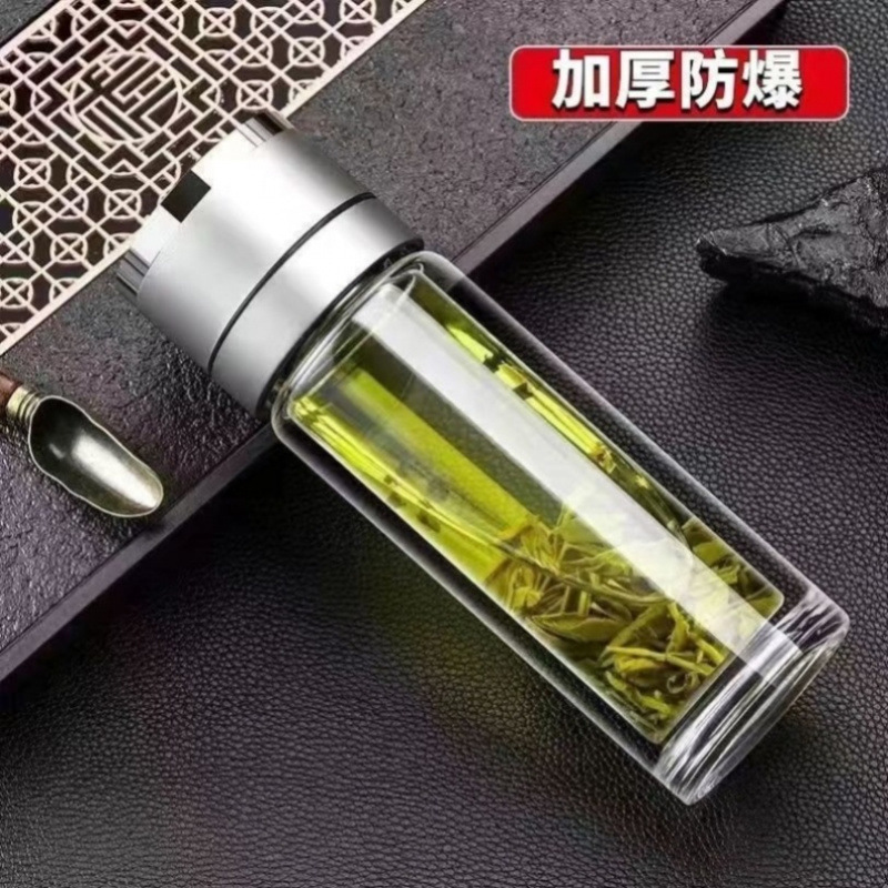 钢化玻璃杯防摔打不碎的大号套装防爆男女随手保温出差过滤泡茶|undefined