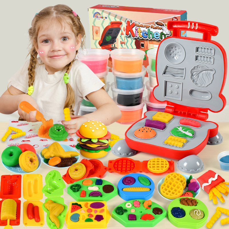Wheat Colored Clay Clay Toys Kidsren's Pizza Bread Burger Ice Cream Popsicle Dentist Mold Boy and Girl Baby