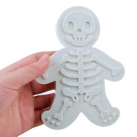 亚马逊骷髅姜饼人饼干模 塑料印花模具按压式饼干制作器 厨房工具