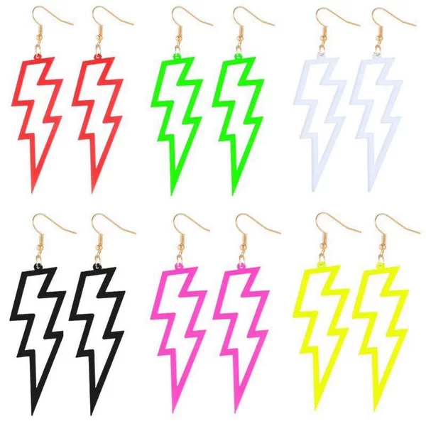 European and American Fashion Geometric Acrylic Hollow Lightning Earrings Simple Fashion Personality Fluorescent Color Earrings Earrings Women
