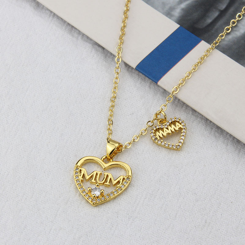 European And American Ins Heart-shaped Letter Inlaid Zirconium Pendant Female  Spot Copper-plated Gold Hot Sale Letter Necklace display picture 1