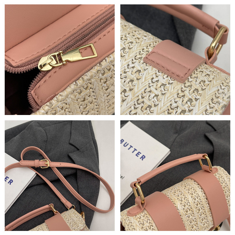 Women's Small Straw Color Block Streetwear Square Flip Cover Crossbody Bag display picture 1