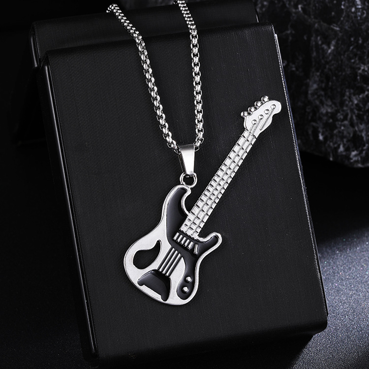 新しいギターペンダントネックレスメンズカラフルなオイル滴下合金楽器ステンレス鋼ペンダント DIY ジュエリーアクセサリー女性|undefined