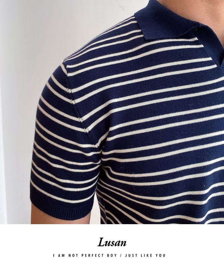 245g Weight Short Sleeve Sleeve Length Regular Sleeve Sleeve Type Polyester Fabric Type Regular Top Length Casual Occasion Turndown Neckline Slim Fit Type Stripe Pattern Summer, Spring Season Men's Gender Classic Style Style 3XL, M Size Wholesale Men's Polyester Classic Style Stripe Short Sleeve Men's T-shirt 22