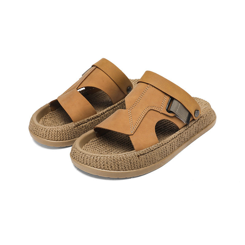 Dép sandal nam quai ngang mở ngón chân, đế EVA chống trượt, thoáng khí, cỡ lớn — 8012 màu kaki, 8012 đen, 8012m màu