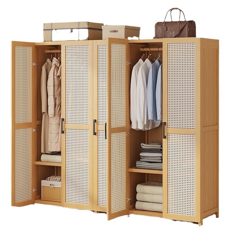 Wardrobe Household Bedroom Rental Room Simple Assembly Economical Bamboo Children's Small Apartment Storage Cabinet Wardrobe