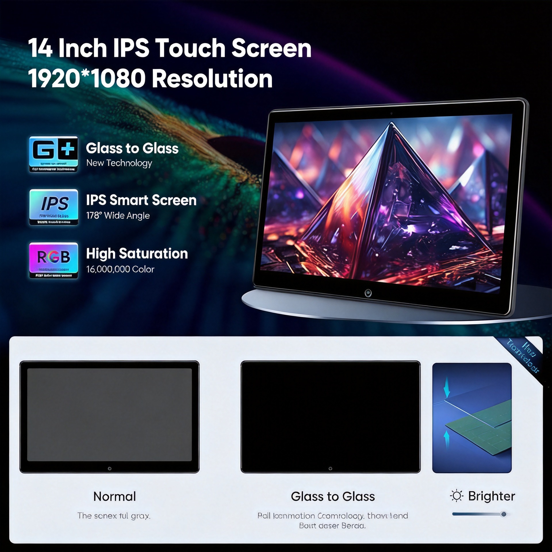 Cross-border new model 14inch Android headrest monitor WiFi multi-function mobile phone screen projection external rear-seat entertainment screen