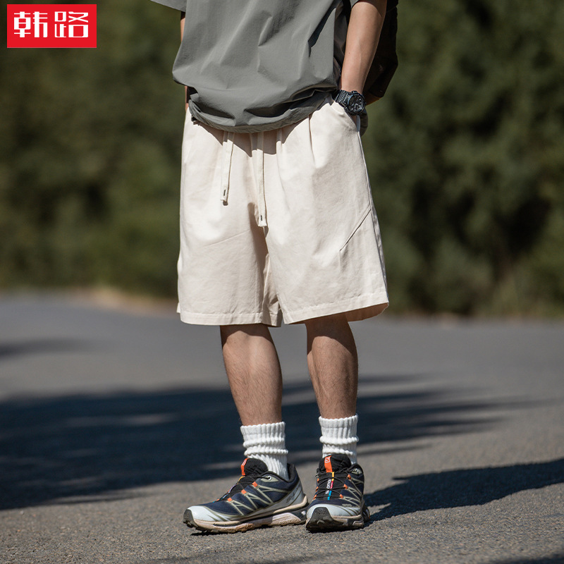 Korean Lu Men's Japanese Style Loose Textured Shorts Men's Summer New Pleated Design Workwear Casual Five-Point Pants