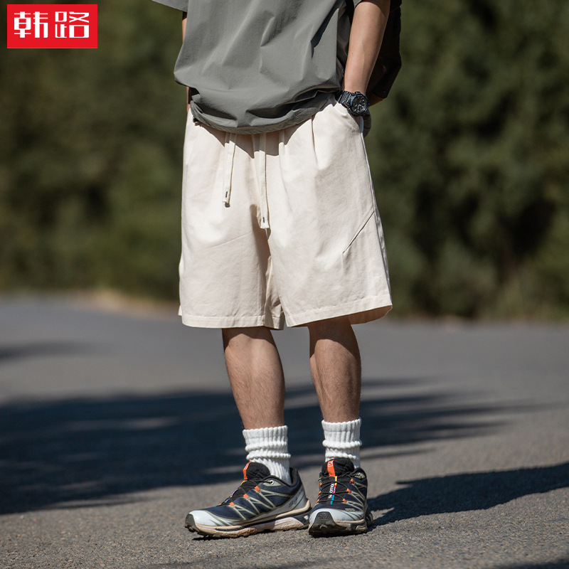 Korean Lu Men's Japanese Style Loose Textured Shorts Men's Summer New Pleated Design Workwear Casual Five-Point Pants Korean Lu Men's Japanese Style Loose Textured Shorts Men's Summer New Pleated Design Workwear Casual Five-Point Pants