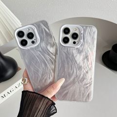 高級感羽紗リンゴ15promax携帯ケース小香風iPhone16シルバー13自慢12/13pro