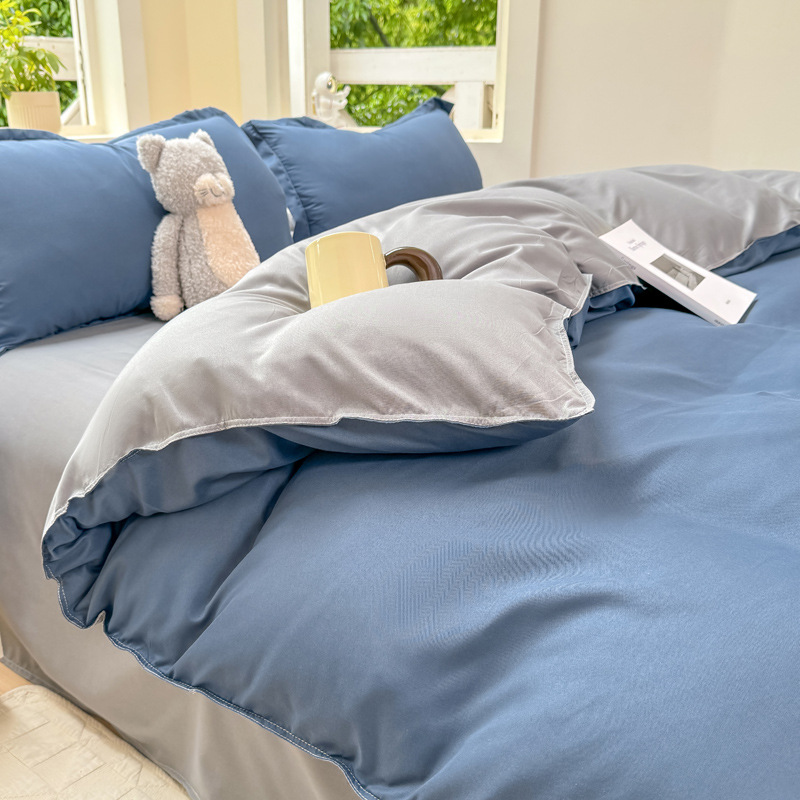 Azul jeans cinza prateado / 1,2m [capa de edredão 150*200cm, lençol 160*230cm, fronha 48*74cm] conjunto de três peças