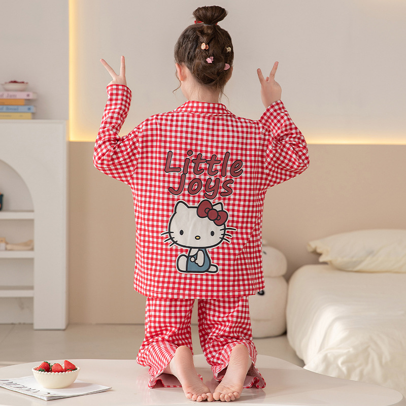 Pijamas de niñas 2025 nueva primavera y otoño algodón de manga larga delgada para niños ropa de casa para niños pequeños set