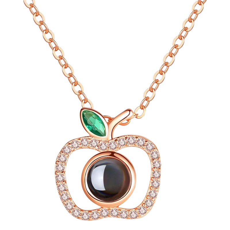 S925 plata Apple collar de las mujeres de la cadena clavícula de plata popular Red simple Nochebuena de Navidad regalo de Navidad para los amigos