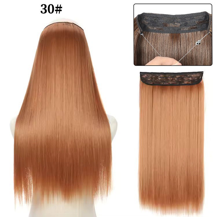 Nuevas pelucas de fibra de pescado cortina de cabello pelucas largo cabello recto sin marcas extensiones de cabello 26 pulgadas comercio exterior