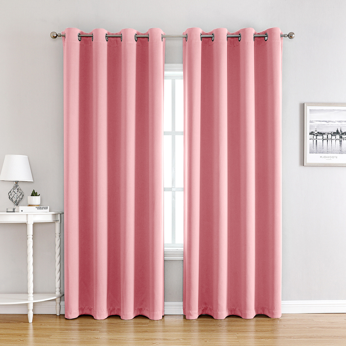 Cortinas opacas de alta precisión de color puro Amazon, 210gsm, cortinas terminadas transfronterizas, venta al por mayor en stock.