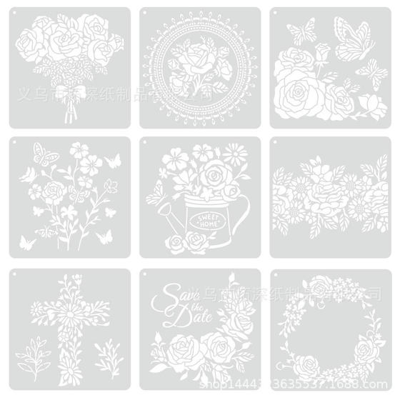 Cross-border Rose Island Theme Hollow Painting Template Rose Flower Butterfly Garden Painting Inkjet Painting DIY Decoration