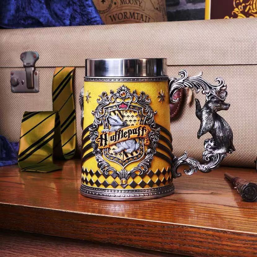 Colección creativa original de Harry Potter tazas de cerveza de la escuela de magia taza de pie alto recuerdos de acero inoxidable