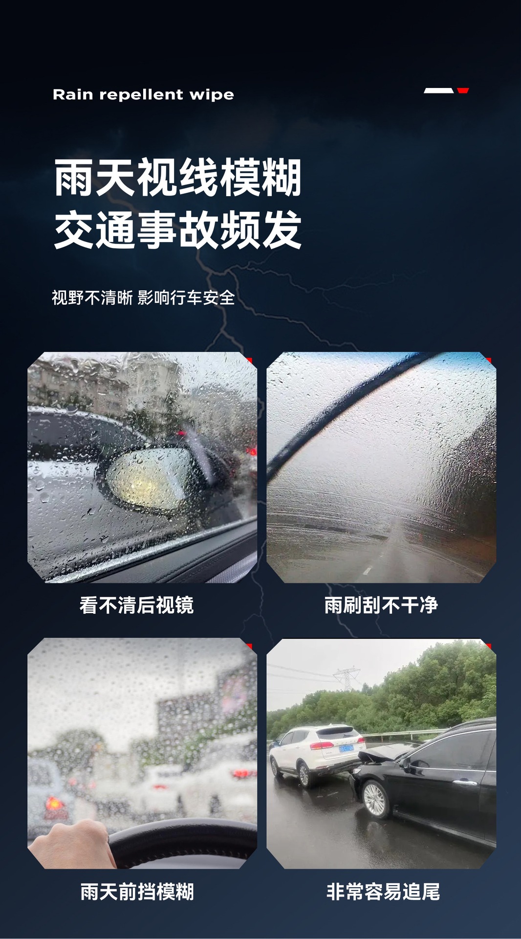Suitable for car rearview mirrors, anti-rain and anti-fog agent for reversing, prevents water from sticking to car windows in rainy days, water-repellent coating