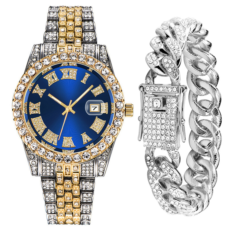 AliExpress moda nuevo estrellado romano estilo hip hop lujo rhinestone niños reloj de cuarzo entrega de una sola pieza