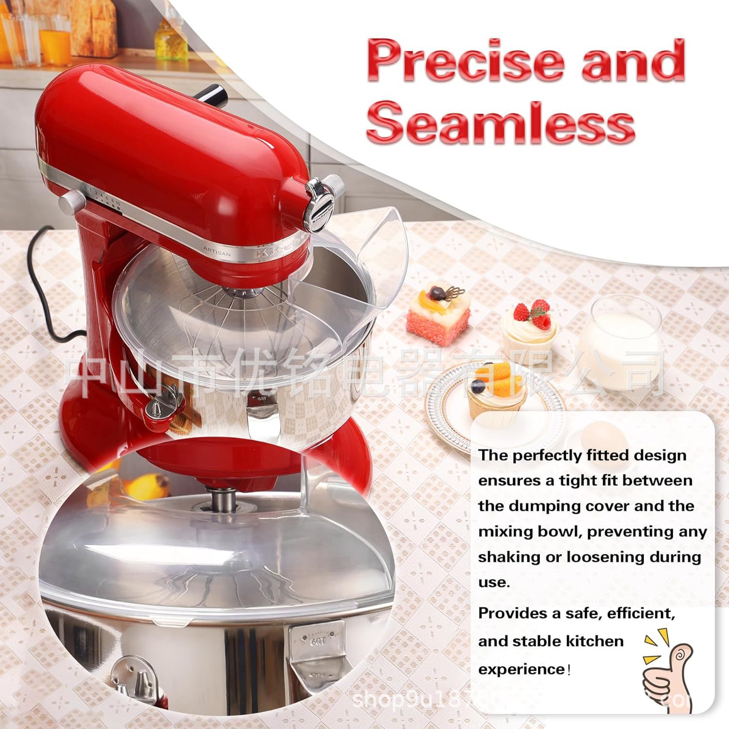 Para Kitchenaid5.5-6QT cuenco de acero inoxidable 7QT-8QT cubierta a prueba de salpicaduras cubierta deflector de cocina máquina de cocina