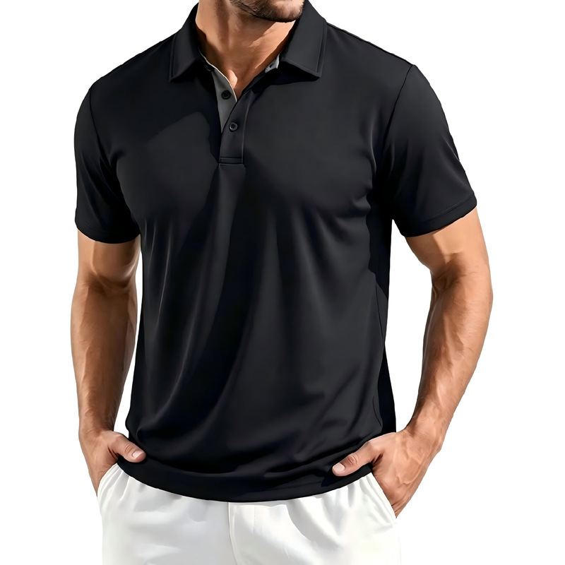 Summer Men's Seamless Ice Silk Polo Shirt Breathable Quick-Dry Short Sleeve Business Golf Lapel T-Shirt Plus Size Summer Men's Seamless Ice Silk Polo Shirt Breathable Quick-Dry Short Sleeve Business Golf Lapel T-Shirt Plus Size