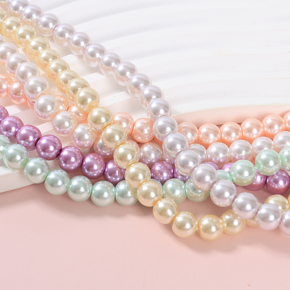 White glass round beads pearl