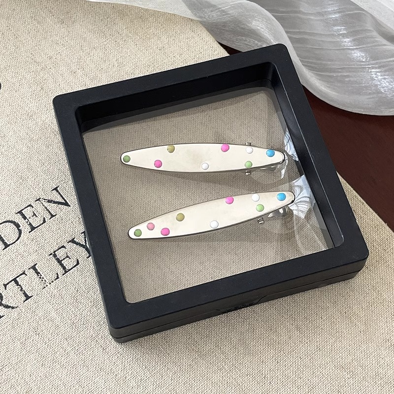 Punto de color goteo de aceite de plata clip de cabello de metal para mujeres nuevo clip lateral de goteo de agua clip de cabello de cabeza clip de cabello frente joyería clip de frangeo